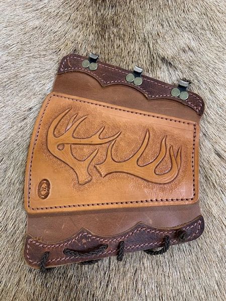 Leather Armguard hand carved antler